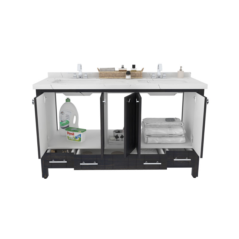 Lark Manor Analis 59'' Double Bathroom Vanity with Engineered Marble